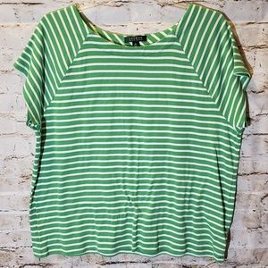 Lauren Ralph Lauren 3X Green and White striped top